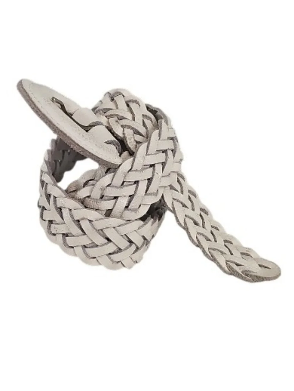 Vintage Capezio Braided Leather Belt Cream Made Argentina Woven M L Boho Classic